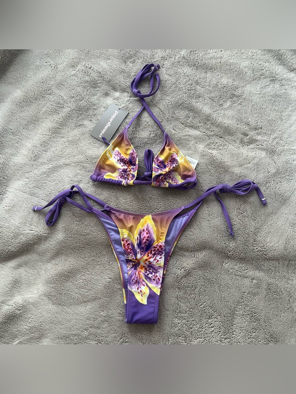 Missguided Purple Floral Bikini Set